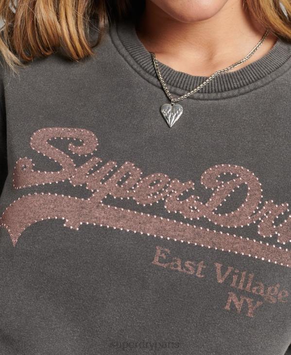 Superdry femmes sweat à logo vintage D64Z5910 vêtements gris foncé