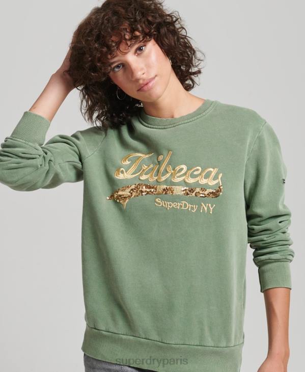 Superdry femmes sweat à logo vintage D64Z6112 vêtements vert
