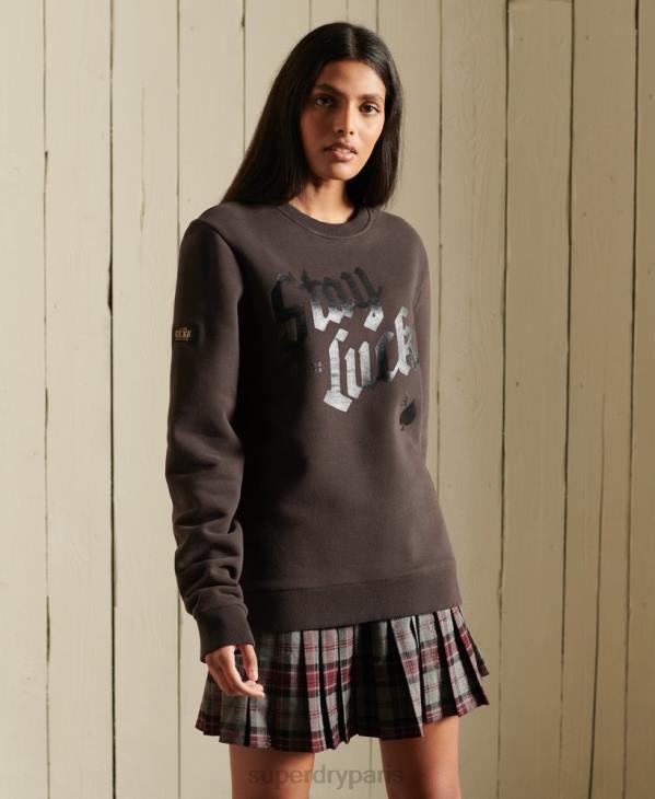 Superdry femmes sweat oversize bohème et rock crew D64Z6050 vêtements brun