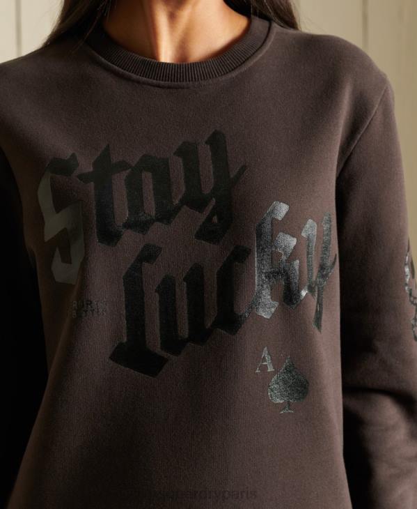 Superdry femmes sweat oversize bohème et rock crew D64Z6050 vêtements brun
