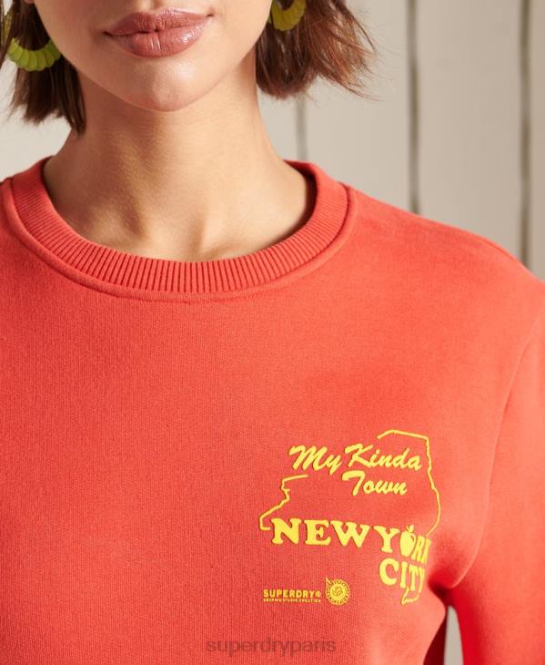 Superdry femmes sweat oversize bohème et rock crew D64Z6137 vêtements rouge