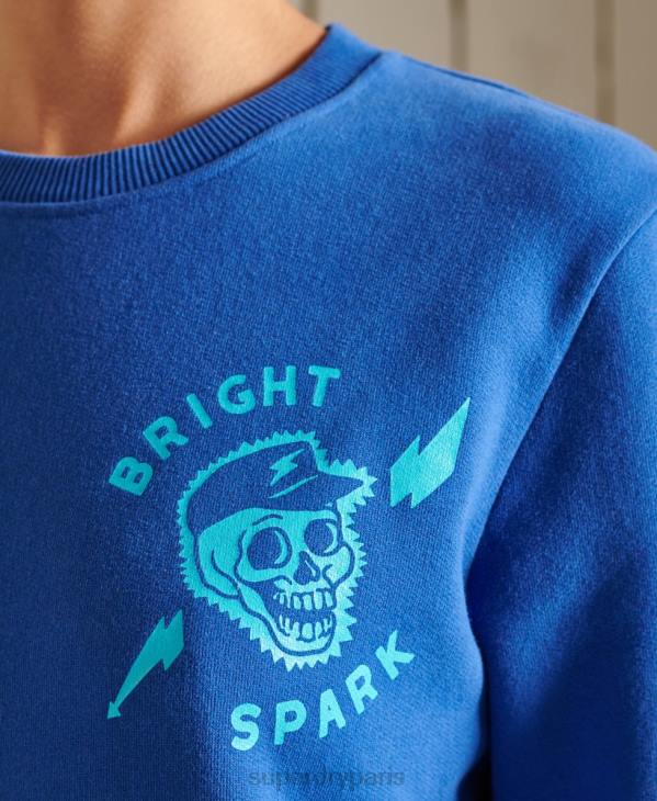 Superdry femmes sweat oversize bohème et rock crew D64Z6167 vêtements bleu clair
