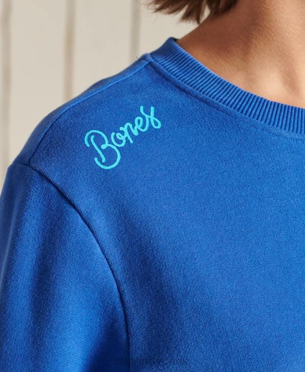 Superdry femmes sweat oversize bohème et rock crew D64Z6167 vêtements bleu clair