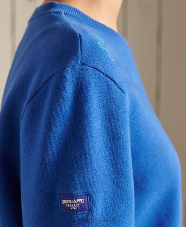 Superdry femmes sweat oversize bohème et rock crew D64Z6167 vêtements bleu clair