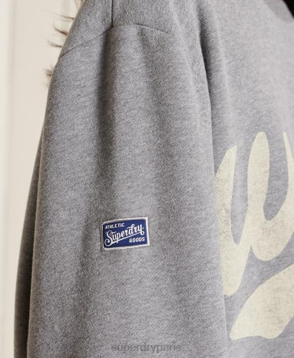 Superdry femmes sweat oversize à col ras-du-cou collégial D64Z5815 vêtements gris foncé