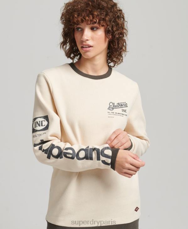 Superdry femmes sweat oversize à logo core american classic D64Z6134 vêtements crème