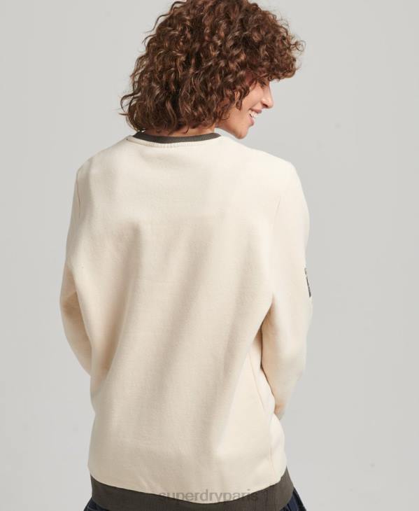 Superdry femmes sweat oversize à logo core american classic D64Z6134 vêtements crème