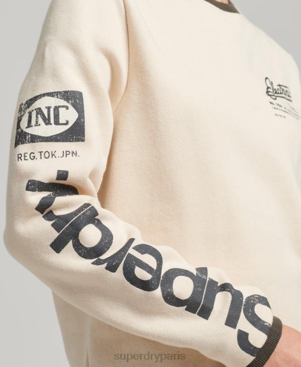 Superdry femmes sweat oversize à logo core american classic D64Z6134 vêtements crème