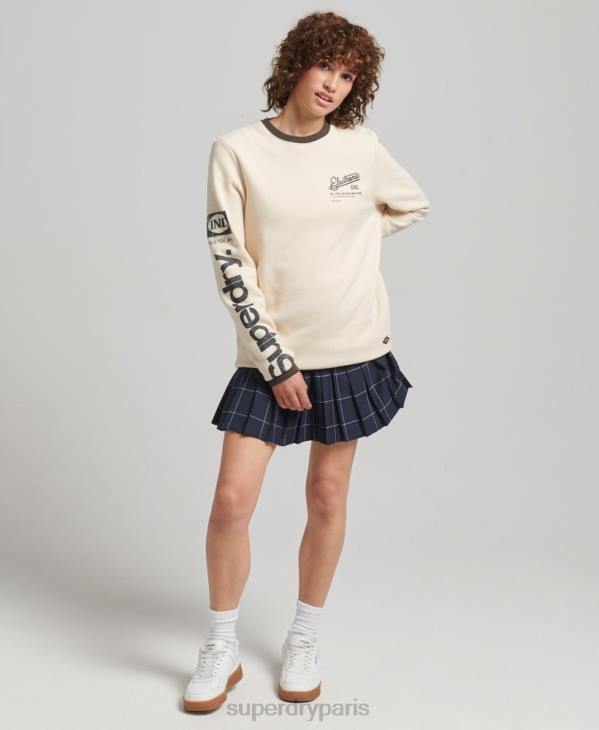 Superdry femmes sweat oversize à logo core american classic D64Z6134 vêtements crème