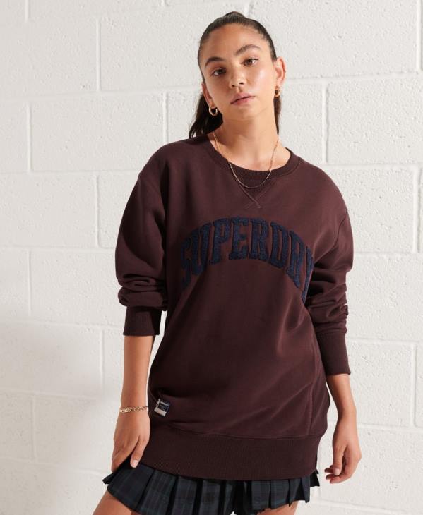 Superdry femmes sweat ras du cou ample à arc varsity D64Z5935 vêtements rouge