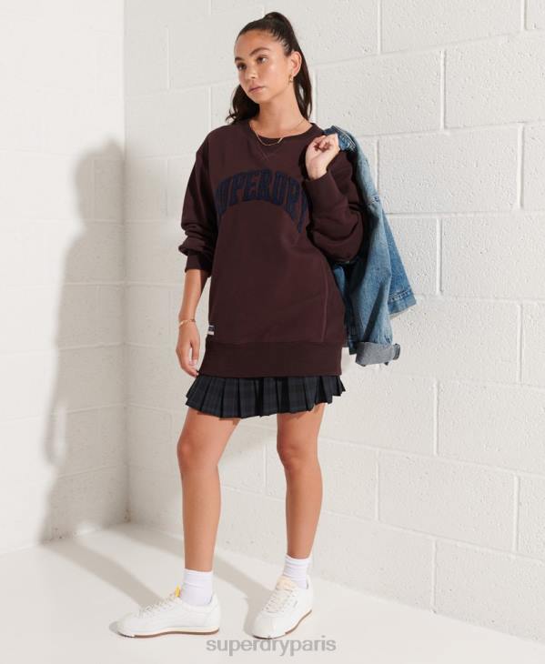 Superdry femmes sweat ras du cou ample à arc varsity D64Z5935 vêtements rouge