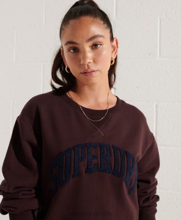 Superdry femmes sweat ras du cou ample à arc varsity D64Z5935 vêtements rouge
