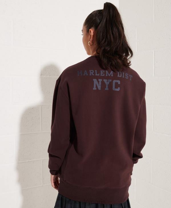 Superdry femmes sweat ras du cou ample à arc varsity D64Z5935 vêtements rouge