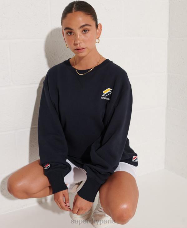 Superdry femmes sweat ras du cou ample code essentiel D64Z6078 vêtements marine