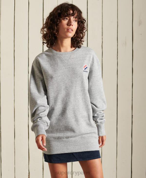 Superdry femmes sweat ras du cou ample code essentiel D64Z6146 vêtements gris clair