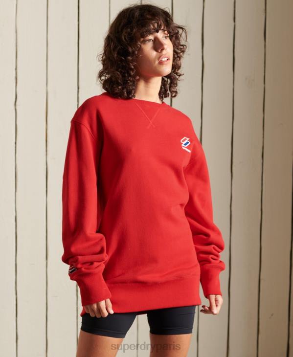 Superdry femmes sweat ras du cou ample code essentiel D64Z6176 vêtements rouge