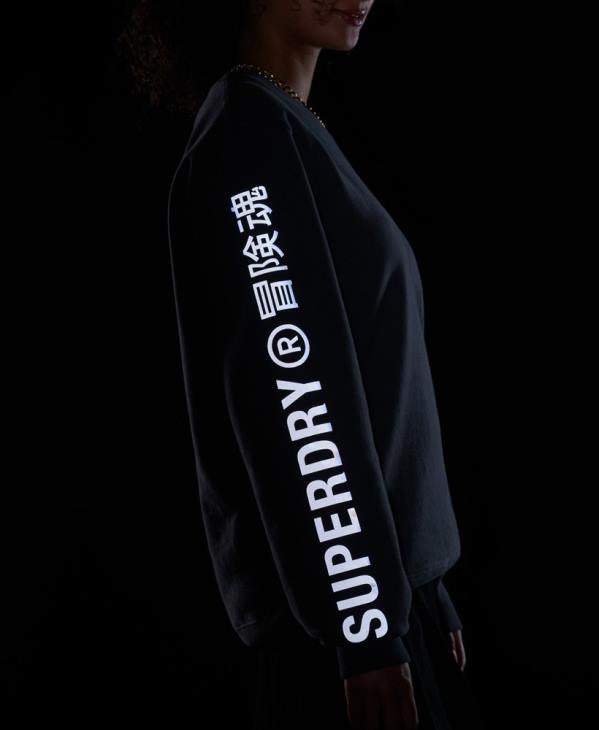 Superdry femmes sweat ras du cou ample code linear D64Z5899 vêtements gris foncé