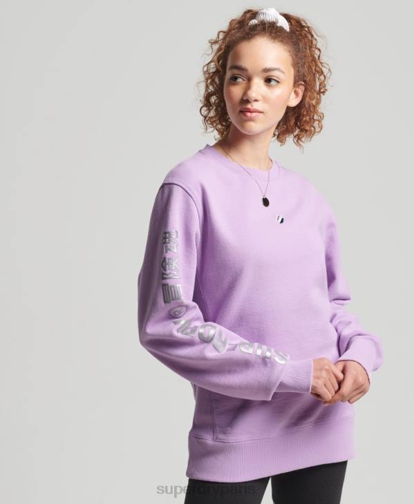 Superdry femmes sweat ras du cou ample code linear D64Z6016 vêtements violet