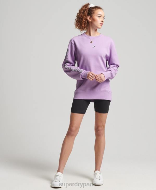 Superdry femmes sweat ras du cou ample code linear D64Z6016 vêtements violet