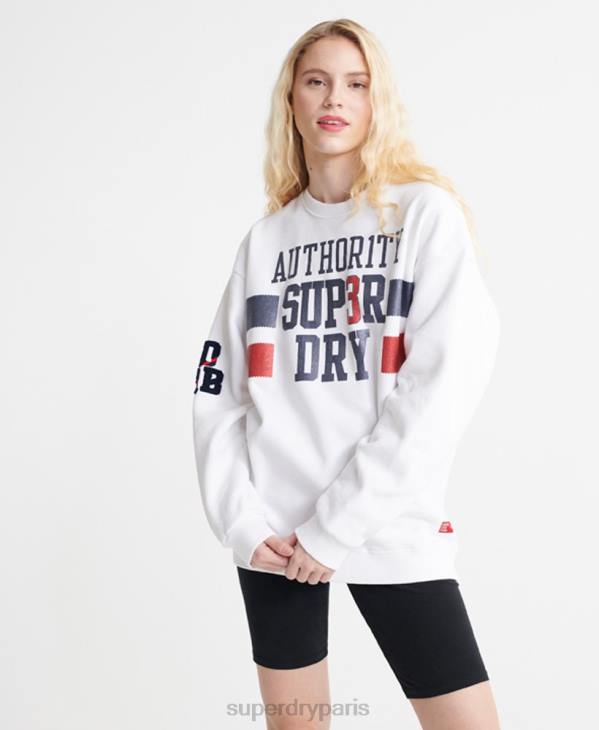 Superdry femmes sweat ras du cou autorité sdqb D64Z3510 vêtements blanc