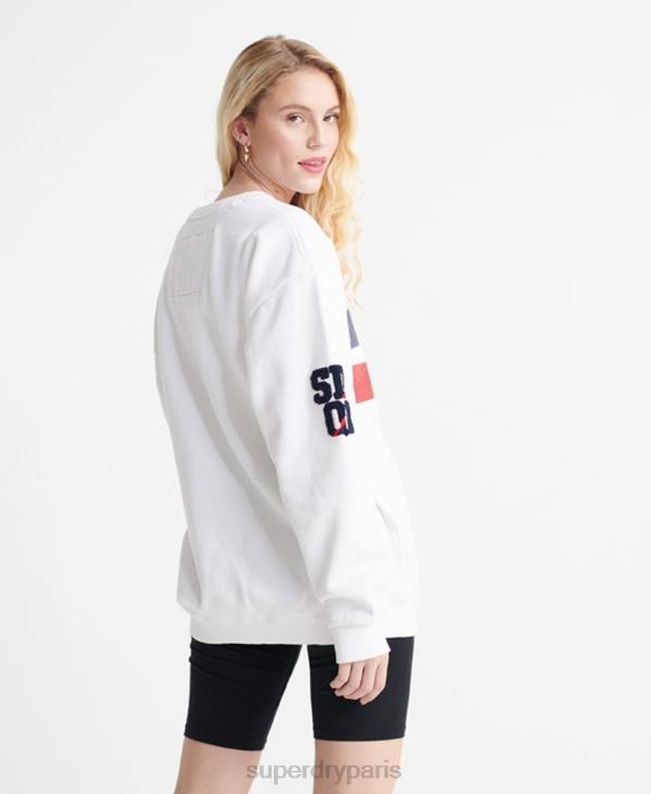 Superdry femmes sweat ras du cou autorité sdqb D64Z3510 vêtements blanc
