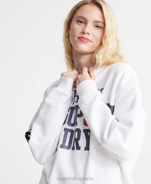 Superdry femmes sweat ras du cou autorité sdqb D64Z3510 vêtements blanc