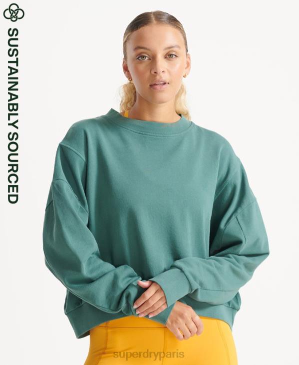 Superdry femmes sweat ras du cou chauve-souris flex coton bio D64Z5806 vêtements vert