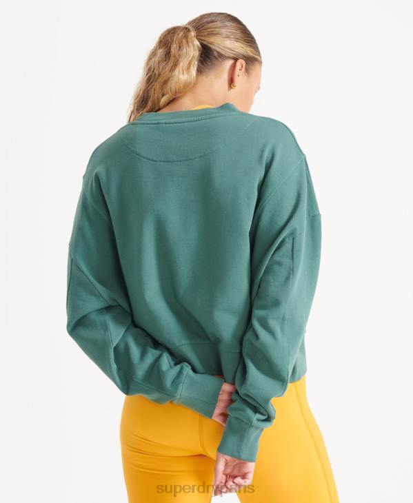 Superdry femmes sweat ras du cou chauve-souris flex coton bio D64Z5806 vêtements vert