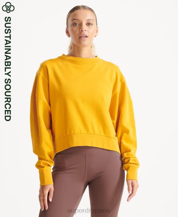 Superdry femmes sweat ras du cou chauve-souris flex coton bio D64Z5830 vêtements jaune