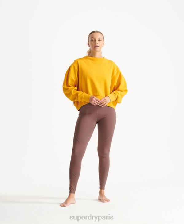 Superdry femmes sweat ras du cou chauve-souris flex coton bio D64Z5830 vêtements jaune