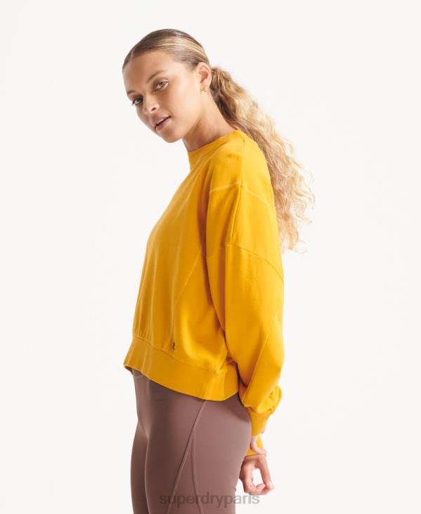 Superdry femmes sweat ras du cou chauve-souris flex coton bio D64Z5830 vêtements jaune