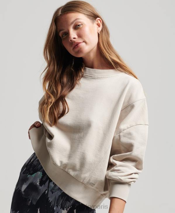 Superdry femmes sweat ras du cou chauve-souris flex coton bio D64Z5924 vêtements beige