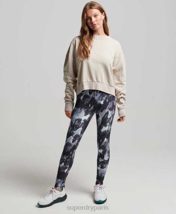 Superdry femmes sweat ras du cou chauve-souris flex coton bio D64Z5924 vêtements beige