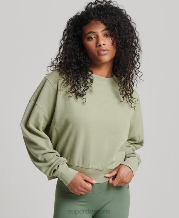 Superdry femmes sweat ras du cou chauve-souris flex coton bio D64Z6031 vêtements vert