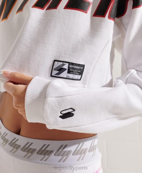 Superdry femmes sweat ras du cou chauve-souris franchise D64Z3488 vêtements blanc