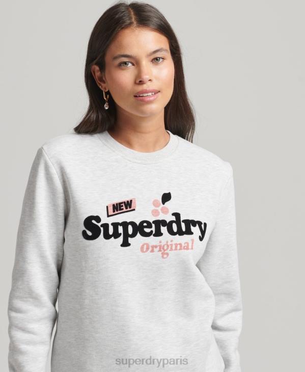 Superdry femmes sweat ras du cou cooper nostalgia D64Z6002 vêtements gris clair