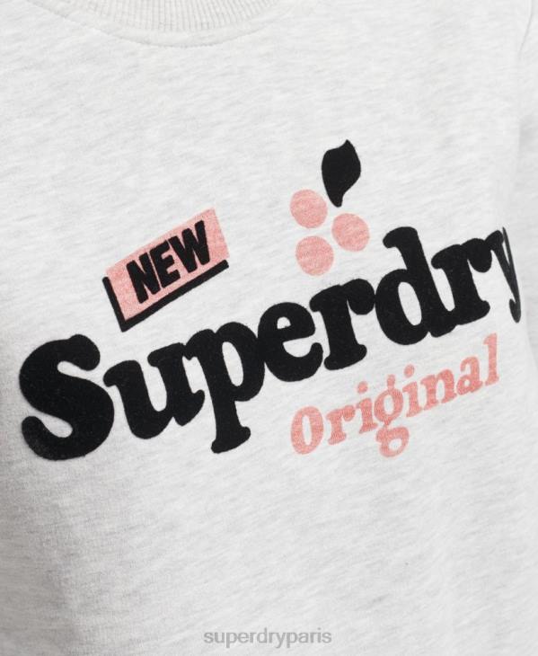 Superdry femmes sweat ras du cou cooper nostalgia D64Z6002 vêtements gris clair
