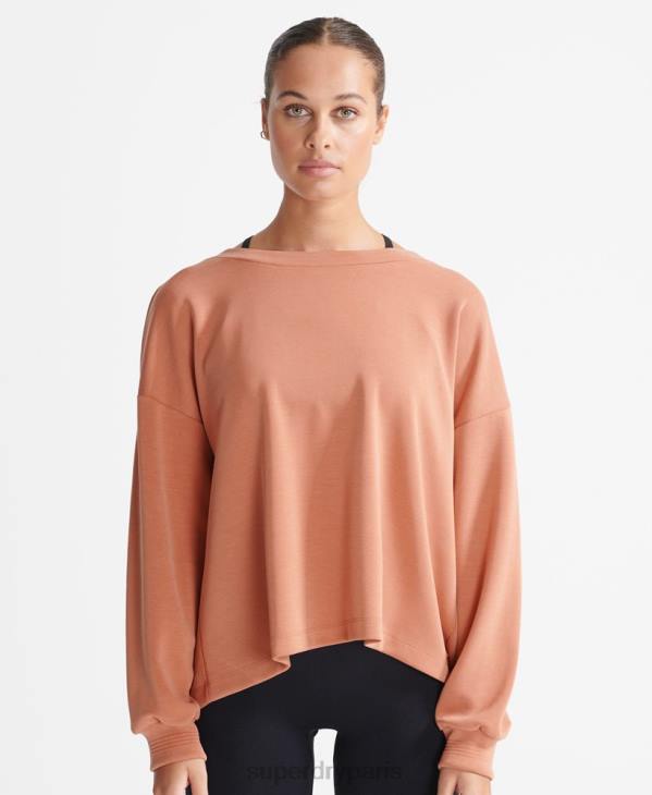 Superdry femmes sweat ras du cou décontracté flex D64Z5918 vêtements brun