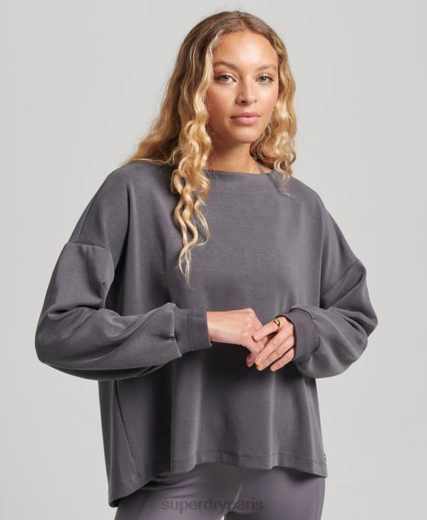 Superdry femmes sweat ras du cou décontracté flex D64Z6109 vêtements gris foncé