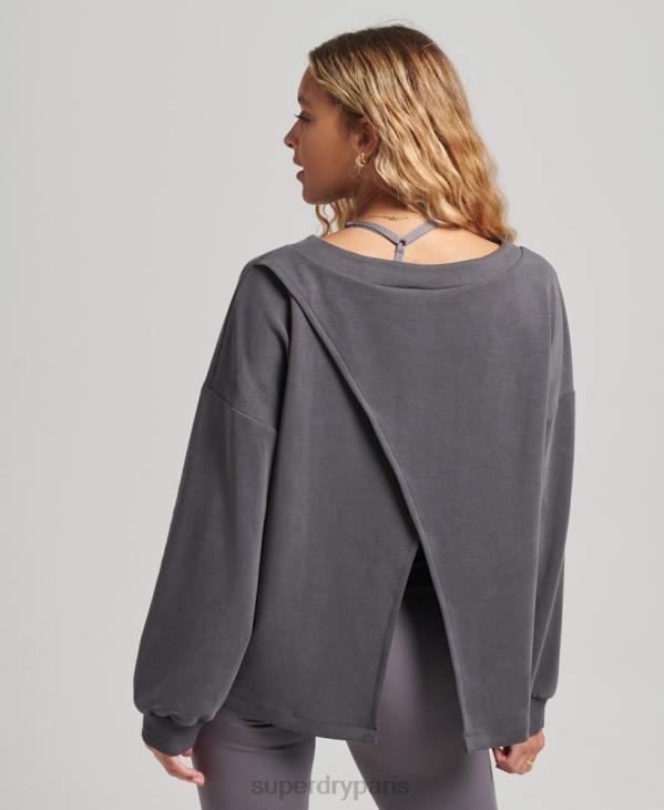 Superdry femmes sweat ras du cou décontracté flex D64Z6109 vêtements gris foncé