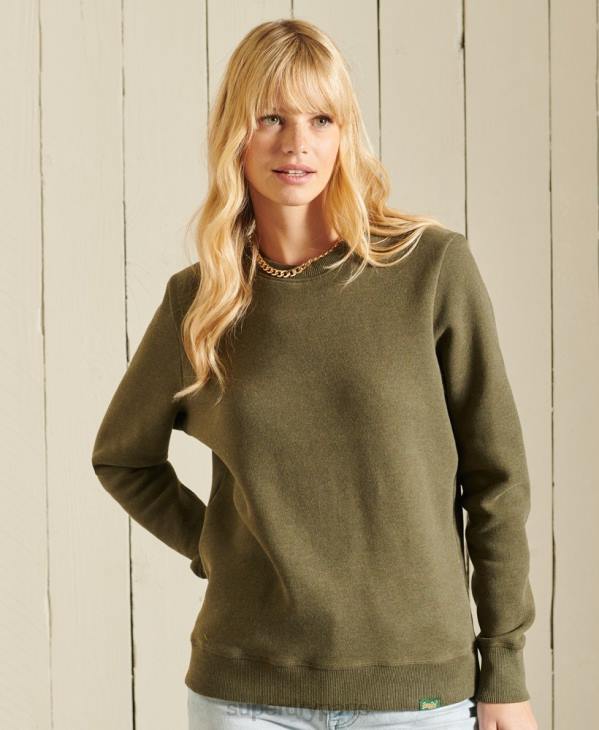 Superdry femmes sweat ras du cou en coton bio à logo vintage D64Z3494 vêtements kaki