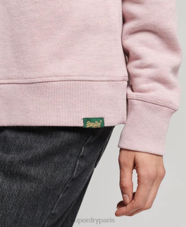 Superdry femmes sweat ras du cou en coton bio à logo vintage D64Z5762 vêtements rose