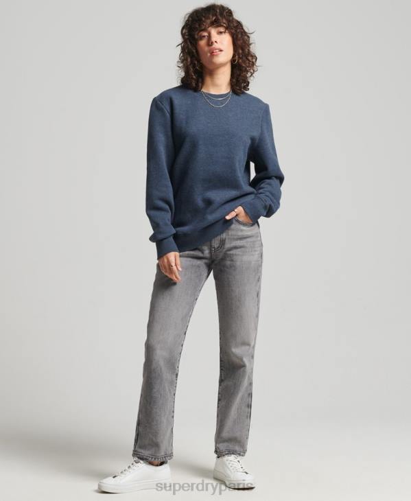 Superdry femmes sweat ras du cou en coton bio à logo vintage D64Z5769 vêtements marine