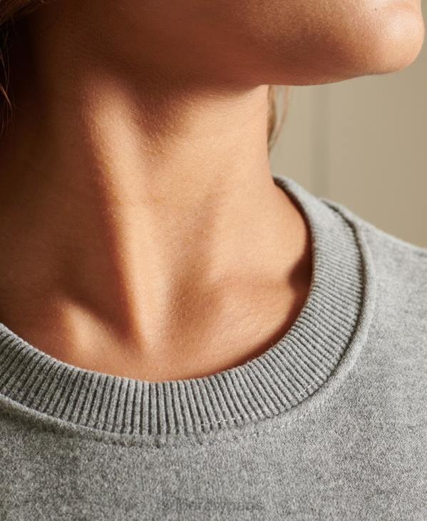 Superdry femmes sweat ras du cou en coton bio à logo vintage D64Z5798 vêtements gris