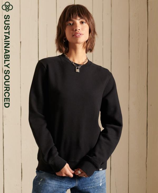 Superdry femmes sweat ras du cou en coton bio à logo vintage D64Z5814 vêtements noir