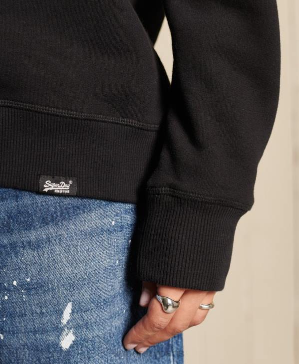 Superdry femmes sweat ras du cou en coton bio à logo vintage D64Z5814 vêtements noir