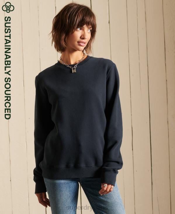 Superdry femmes sweat ras du cou en coton bio à logo vintage D64Z6017 vêtements marine