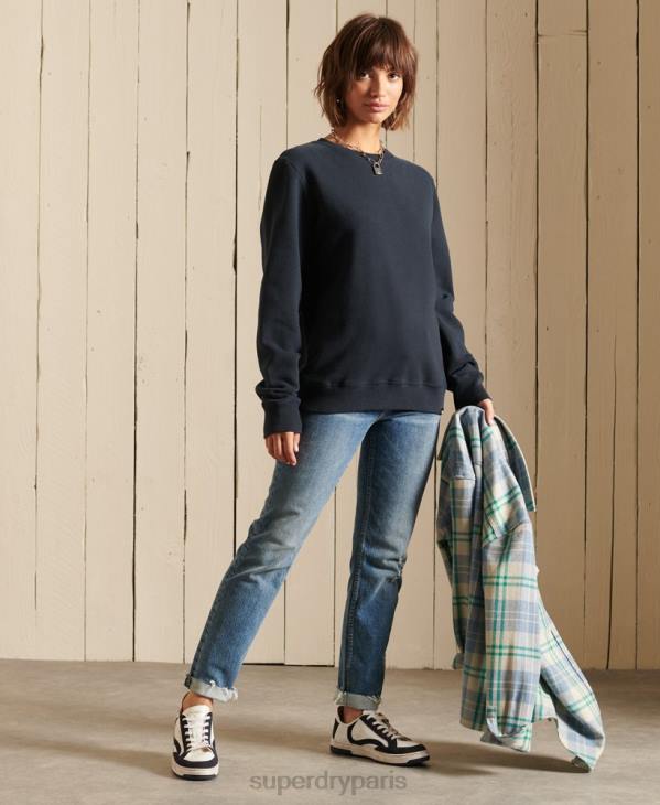 Superdry femmes sweat ras du cou en coton bio à logo vintage D64Z6017 vêtements marine