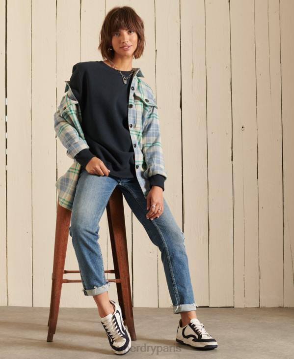 Superdry femmes sweat ras du cou en coton bio à logo vintage D64Z6017 vêtements marine