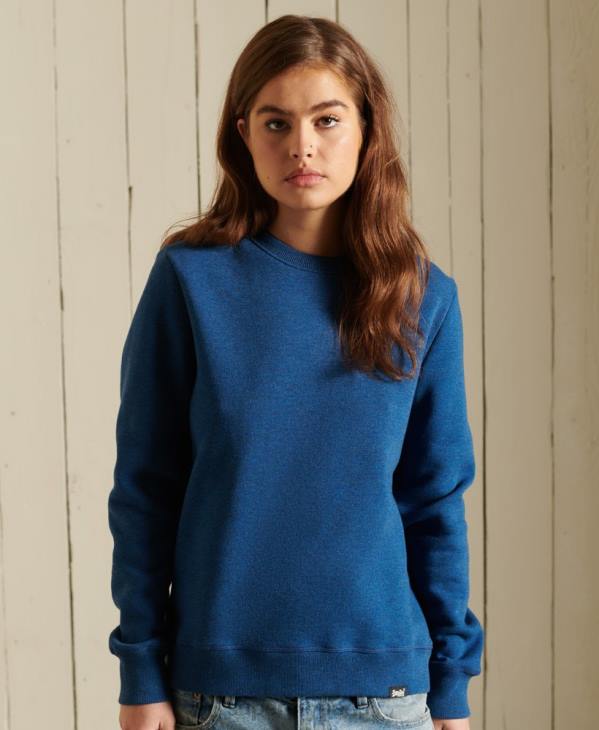 Superdry femmes sweat ras du cou en coton bio à logo vintage D64Z6092 vêtements bleu